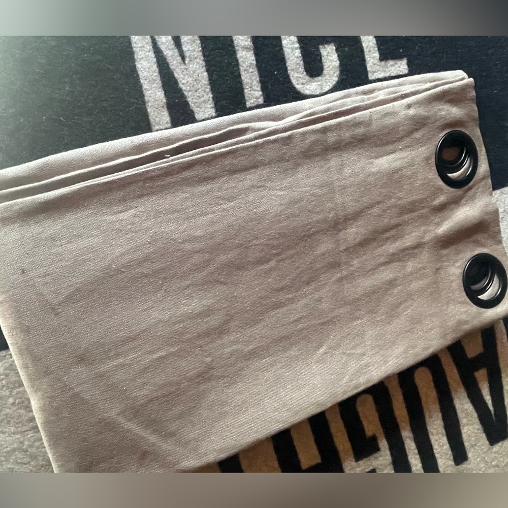 Restoration Hardware Grey RH Belgian Textured Linen Grommet Curtain Panel!